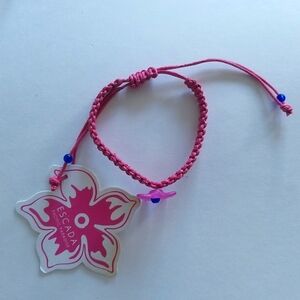 Escada Weave Pink Flower Flex Bracelet New OS